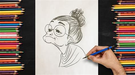 kolay yaşlı kadın çizimi